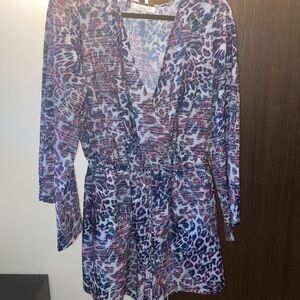 Jennifer Lopez Purple and Blue Animal Print Romper